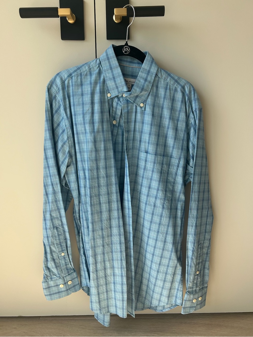 Peter Millar Light Blue Plaid Button-Down Shirt